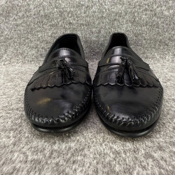 ✅ Mens 10.5 Giorgio Brutini Le Glove Loafers Black Leather Tassel Fringe Slip-On main image 8